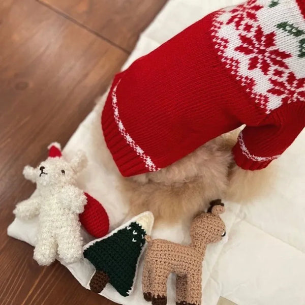 Cozy Snowflake Pet Christmas Sweater – Warm Holiday Outfit for Dogs & Puppie