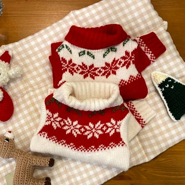 Cozy Snowflake Pet Christmas Sweater – Warm Holiday Outfit for Dogs & Puppie