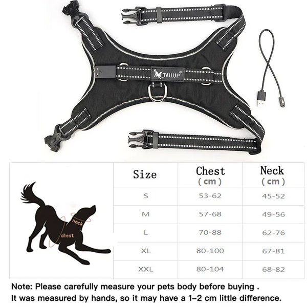 GlowSafe LED Dog Harness: Max Visibility & Safety at Night