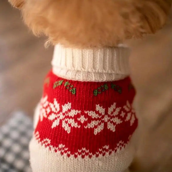 Cozy Snowflake Pet Christmas Sweater – Warm Holiday Outfit for Dogs & Puppie
