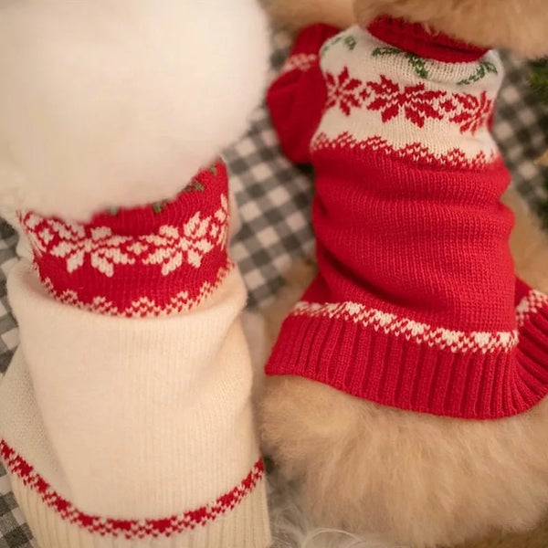 Cozy Snowflake Pet Christmas Sweater – Warm Holiday Outfit for Dogs & Puppie