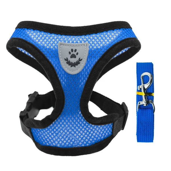 Adjustable Mesh Dog Harness: Comfortable Polyester Pet Vest & Leash