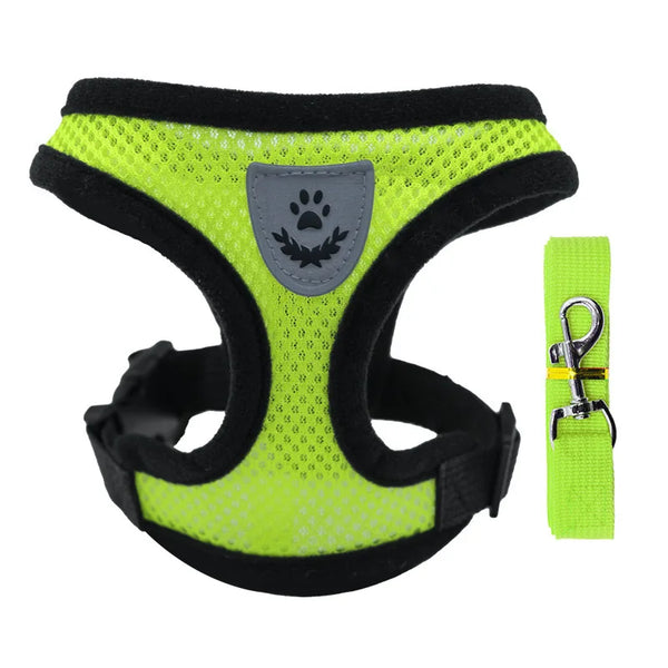 Adjustable Mesh Dog Harness: Comfortable Polyester Pet Vest & Leash