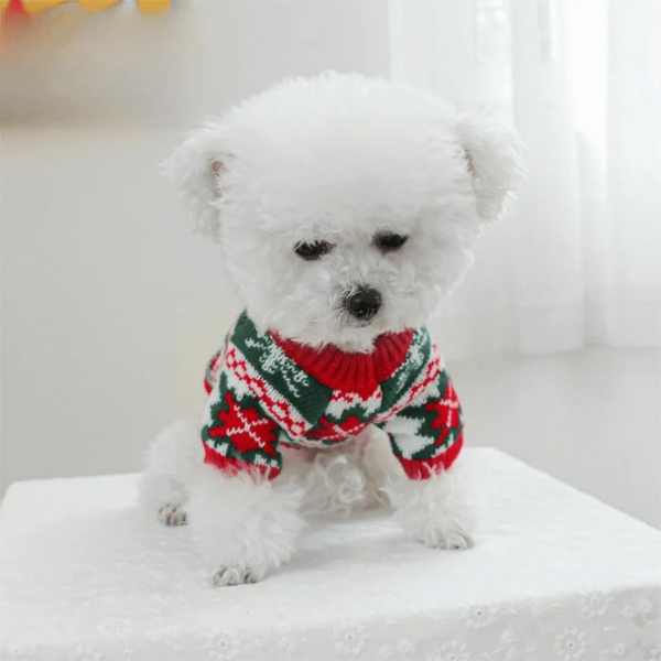 Cartoon Snowflake Christmas Sweater – Warm Holiday Outfit for Dogs & Puppies