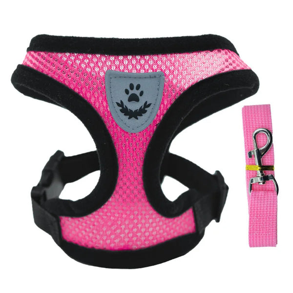 Adjustable Mesh Dog Harness: Comfortable Polyester Pet Vest & Leash