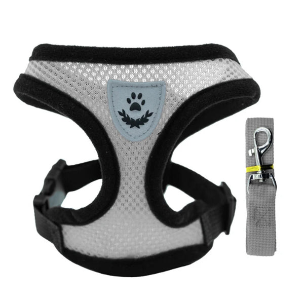 Adjustable Mesh Dog Harness: Comfortable Polyester Pet Vest & Leash