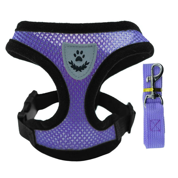 Adjustable Mesh Dog Harness: Comfortable Polyester Pet Vest & Leash
