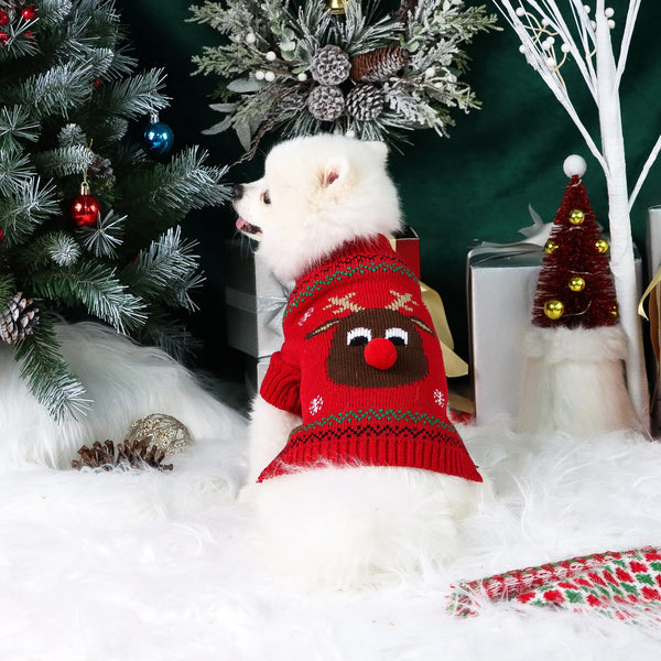 Snowflake Joy Pet Christmas Sweater – Cozy Holiday Outfit for Dogs & Puppies