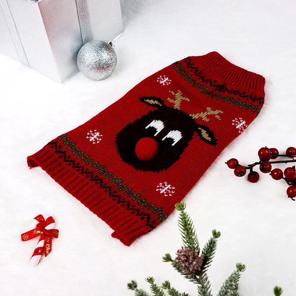 Snowflake Joy Pet Christmas Sweater – Cozy Holiday Outfit for Dogs & Puppies