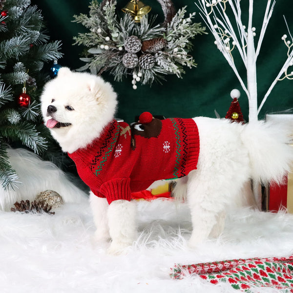 Snowflake Joy Pet Christmas Sweater – Cozy Holiday Outfit for Dogs & Puppies