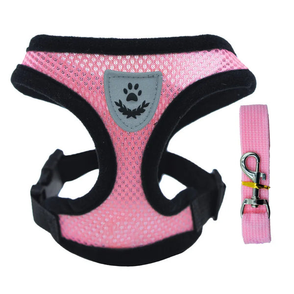 Adjustable Mesh Dog Harness: Comfortable Polyester Pet Vest & Leash