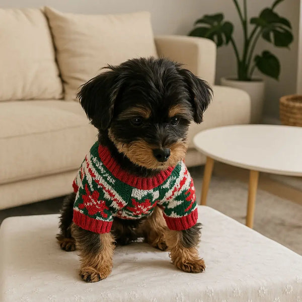 Cartoon Snowflake Christmas Sweater – Warm Holiday Outfit for Dogs & Puppies