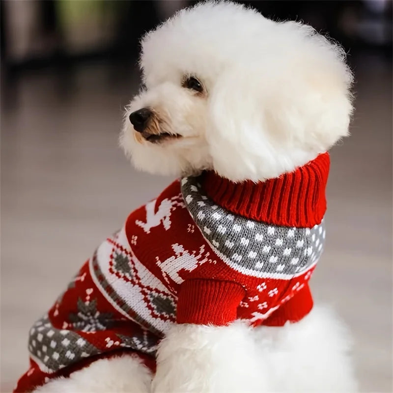 Frosty Friends Pet Christmas Sweater – Soft Holiday Outfit for Dogs & Puppies