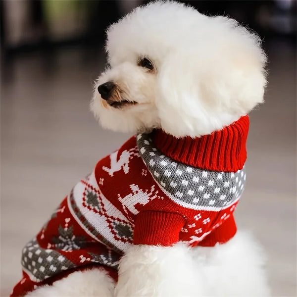 Frosty Friends Pet Christmas Sweater – Soft Holiday Outfit for Dogs & Puppies