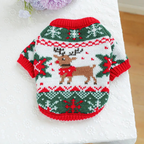Cartoon Snowflake Christmas Sweater – Warm Holiday Outfit for Dogs & Puppies