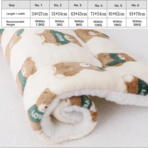 Soft Flannel Pet Bed Mat - Cozy Blanket for Dogs & Cats