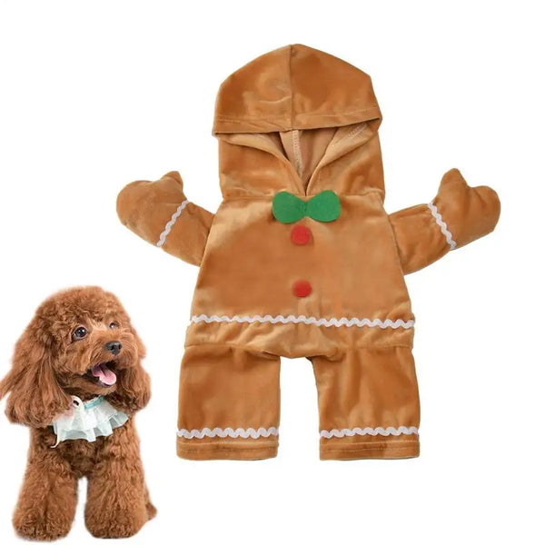 Gingerbread Man Christmas Pet Hoodie – Cozy Holiday Costume for Dogs & Puppie