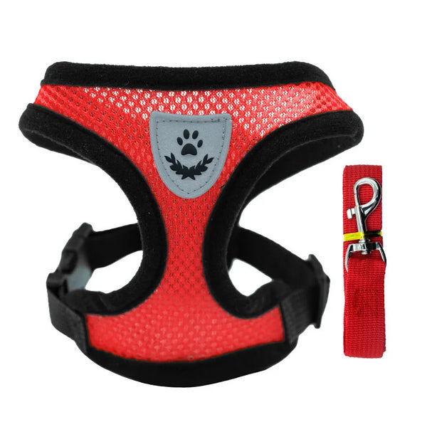 Adjustable Mesh Dog Harness: Comfortable Polyester Pet Vest & Leash