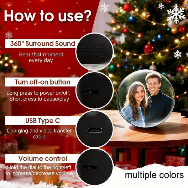Crystal Vision 3D Digital Photo & Video Ball – Customizable Electronic Gift Display